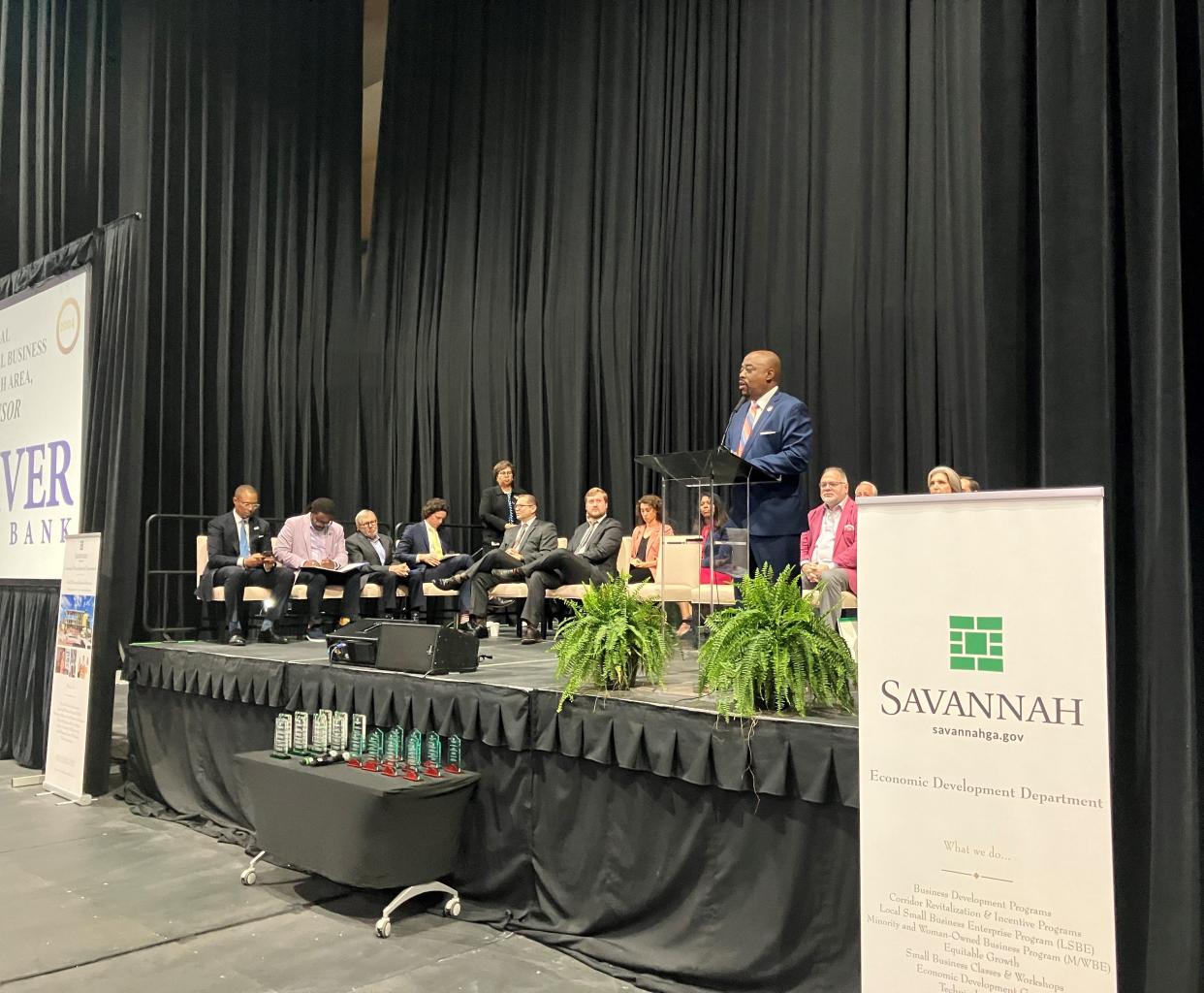 Mayor Van Johnson gave opening remarks for this year's Mayor's Small Business Conference at Enmarket Arena on April 30, 2024.