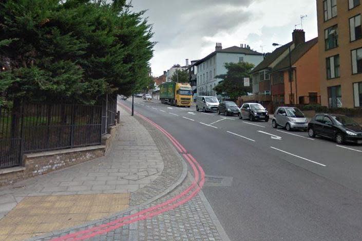 Two women were knocked down after a van mounted the pavement in Blackheath Hill: Google Street View