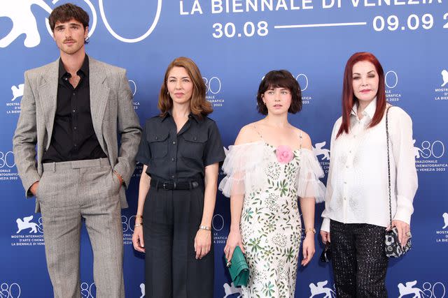 <p>Daniele Venturelli/WireImage</p> From left: Jacob Elordi, Sofia Coppola, Cailee Spaeny and Priscilla Presley at the Venice International Film Festival on Sept. 4, 2023