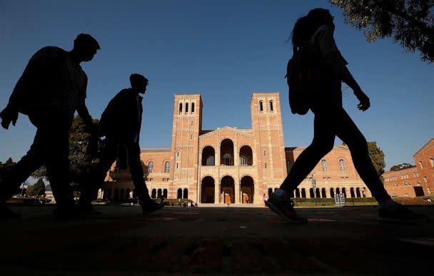 PHOTO: Students walk past Royce Hall on the campus of UCLA, Nov. 17, 2021, in Los Angeles. (Al Seib/Los Angeles Times via Getty Imag)