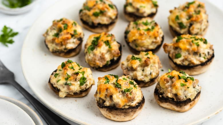 Sausage and cream cheese stuffed mushrooms