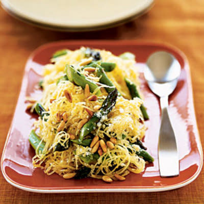 Creamy Spaghetti Squash with Asparagus & Rosemary