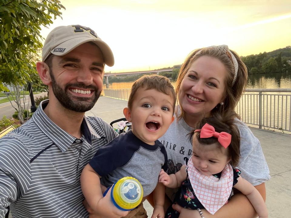 Kaylee Meade, owner of KayleeMac Boutique, which makes custom bracelets, earrings and anklets, with her husband, Mike, son DJ and daughter Kelly.