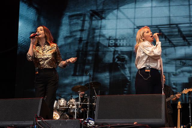 <p>by Lorne Thomson/Redferns</p> Keren Woodward and Sara Dallin of Bananarama perform during the 2022 Rewind Festival: Scotland at Scone Palace on July 24, 2022 in Perth, Scotland