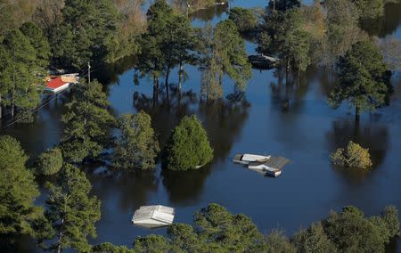 Homes are seen underwater after Hurricane Matthew in Lumberton, North Carolina October 10, 2016. REUTERS/Chris Keane