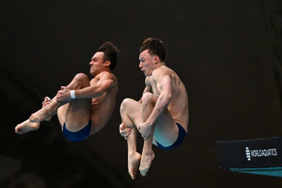 Tom Daley and Noah Williams during the Men’s 10m Synchronized Platform Final (Getty Images)