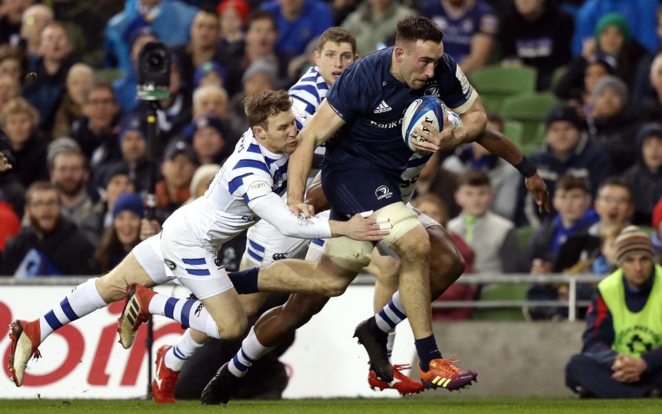 Jack Conan of Leinster on his way to scoring his team's first try - Getty Images Europe