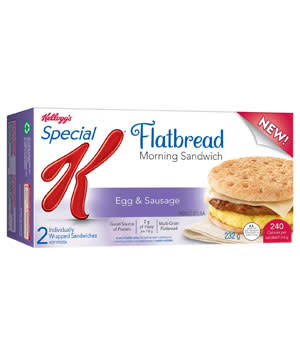 Kellogg’s Special K Sausage, Egg, and Cheese Flatbread Breakfast Sandwich