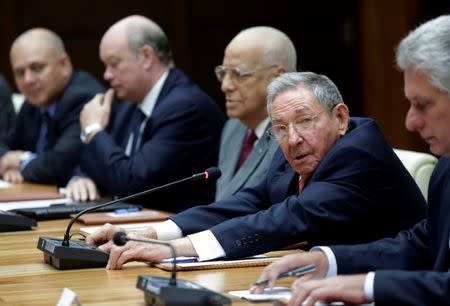 Cuba's President Raul Castro attends a meeting with Japan's Prime Minister Shinzo Abe (not pictured) at the Revolution Palace in Havana, Cuba September 22, 2016. REUTERS/Enrique de la Osa