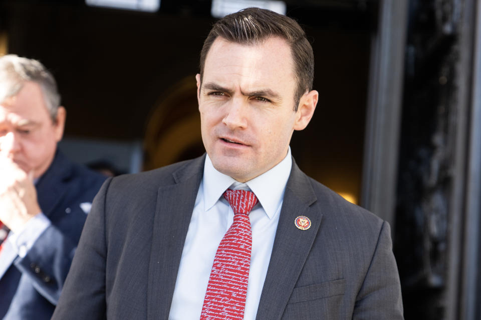 UNITED STATES - DECEMBER 14: Rep. Mike Gallagher, R-Wis., leaves the U.S. Capitol after the last votes of the year on Thursday, December 14, 2023. (Tom Williams/CQ-Roll Call, Inc via Getty Images)