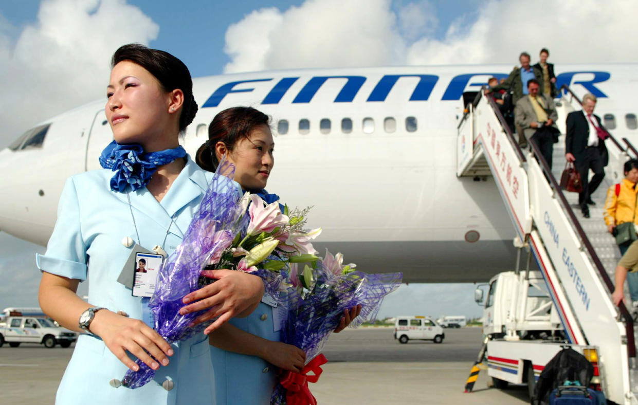 Ob die reiche Passagierin in ihrer Heimat China wie dieser Finnair Flug mit Blumen empfangen worden wäre, ist nicht bekannt. (REUTERS/China Photo ASW/FA)