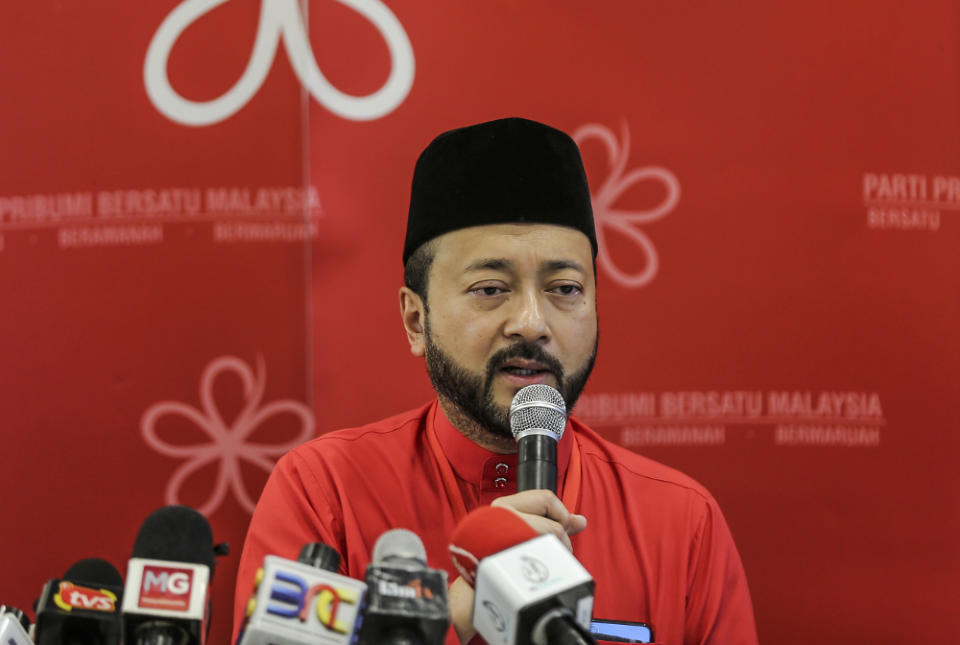 Parti Pribumi Bersatu Malaysia (PPBM) deputy president Datuk Seri Mukhriz Mahathir speaks during Bersatu special assembly, at Malaysia Exposition Park Serdang (MAEPS), Serdang July 20, 2019. — Picture by Firdaus Latif