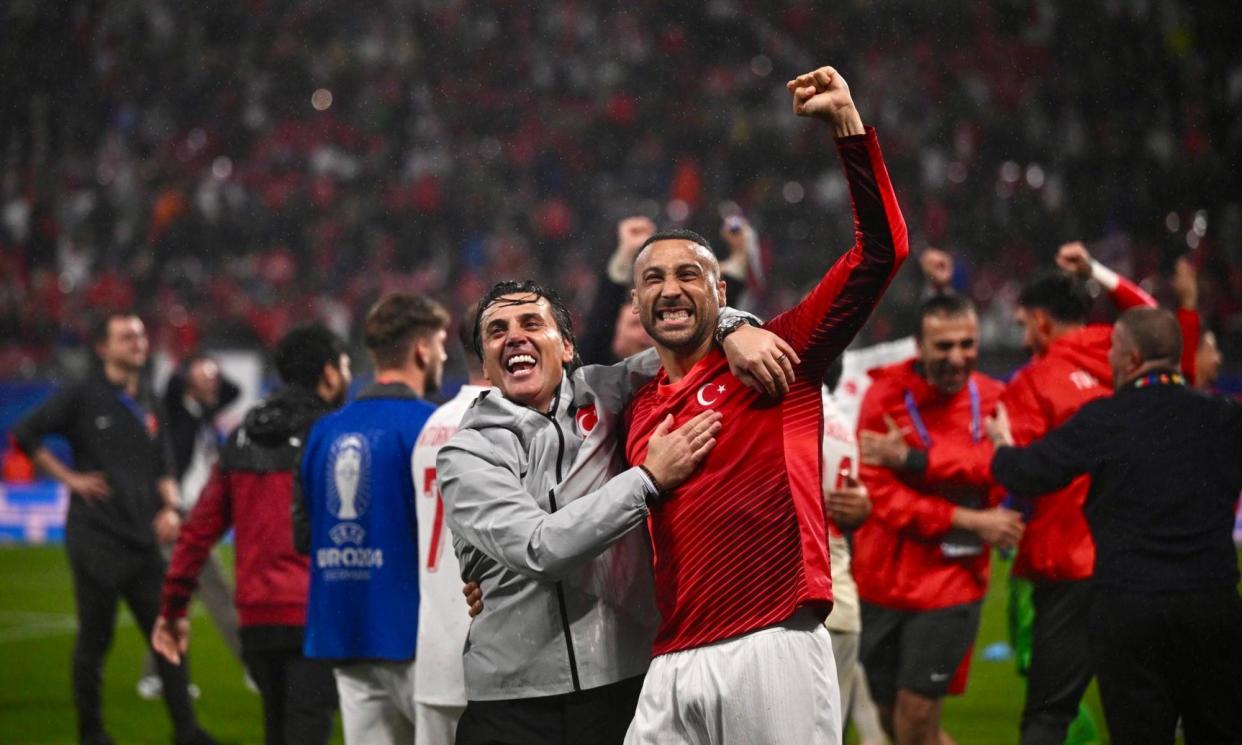 <span>Vincenzo Montella (left) has guided Turkey to the final eight of a major tournament for the first time in 16 years.</span><span>Photograph: Anadolu/Getty Images</span>