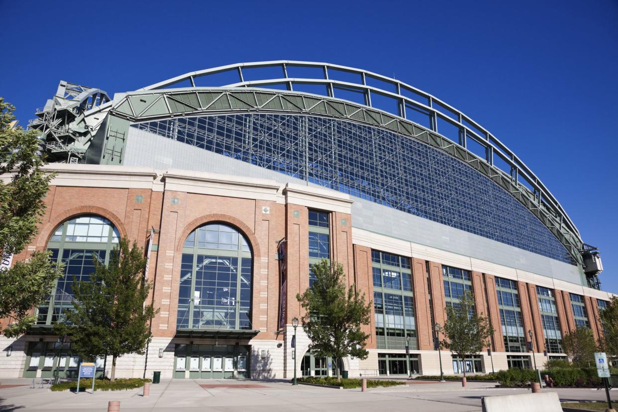 Exterior of American Family Field, Milwaukee, Home of the Milwaukee Brewers on a sunny day