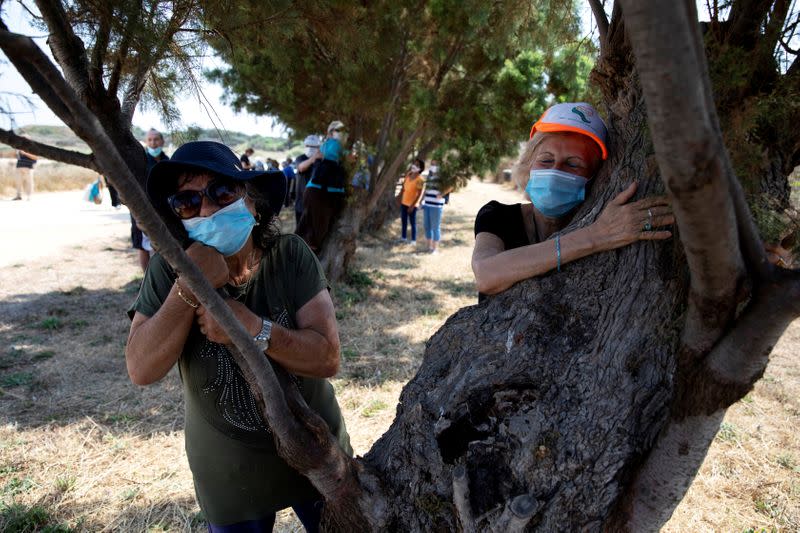 Hugging a tree in Israel to beat coronavirus blues