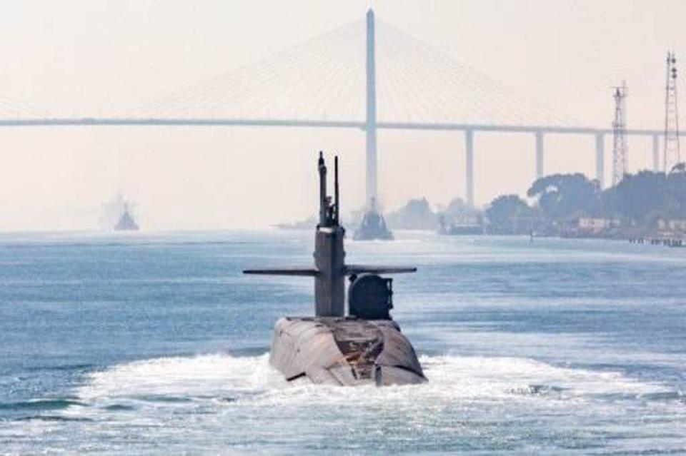 The US has taken the rare step of admitting it has stationed a nuclear submarine in the Middle East (US Central Command)