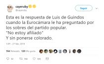 <p>De Guindos no negó su existencia, simplemente se limitó a señalar que él no está afiliado al PP.<br>Foto: Twitter. </p>