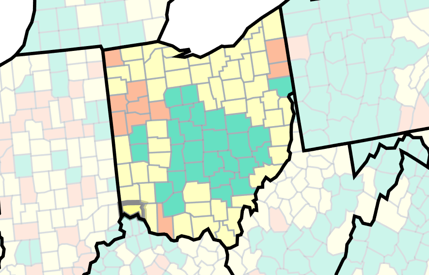 COVID-19 levels in Ohio as of Dec. 9, 2022.