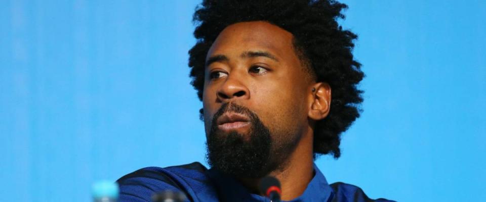 RIO DE JANEIRO, BRAZIL - AUGUST 4, 2016: Olympic champion Jordan DeAndre during men's basketball team USA press conference at Rio 2016 Olympic Games Press Center