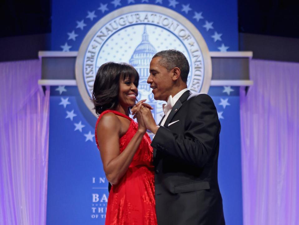 The Obamas dance at the 2013 inauguration