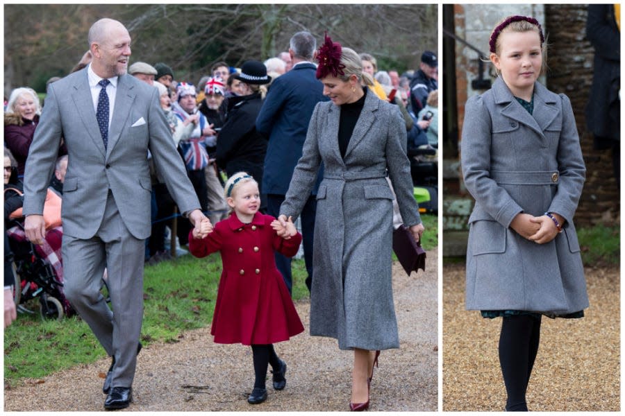 Mike, Lena, Zara, and Mia Tindall at Sandringham on Christmass in 2022