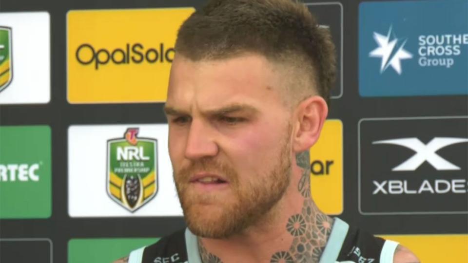 Josh Dugan broke down in a press conference. Pic: Fox Sports