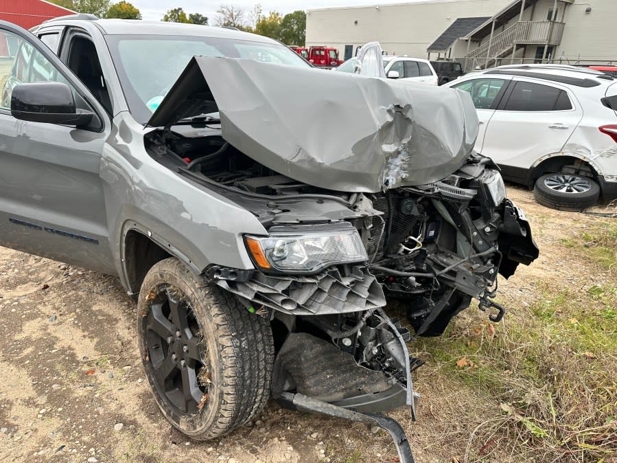 Randi and Travis Alberich's Jeep Grand Cherokee after it was stolen and wrecked. (Nov. 19, 2023)