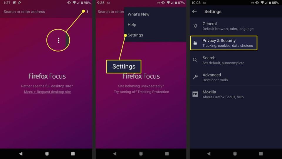 Firefox Focus options