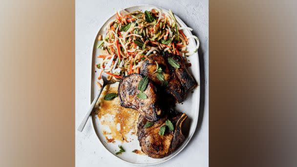 PHOTO: A plate of lemongrass ginger marinated pork chops with jicama salad. (Aubrie Pick)