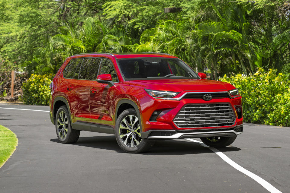 This photo provided by Toyota shows the 2024 Grand Highlander three-row SUV. It has an upscale cabin with plenty of room for passengers and cargo. (Nathan Leach-Proffer/Courtesy of Toyota Motor Sales U.S.A. via AP)