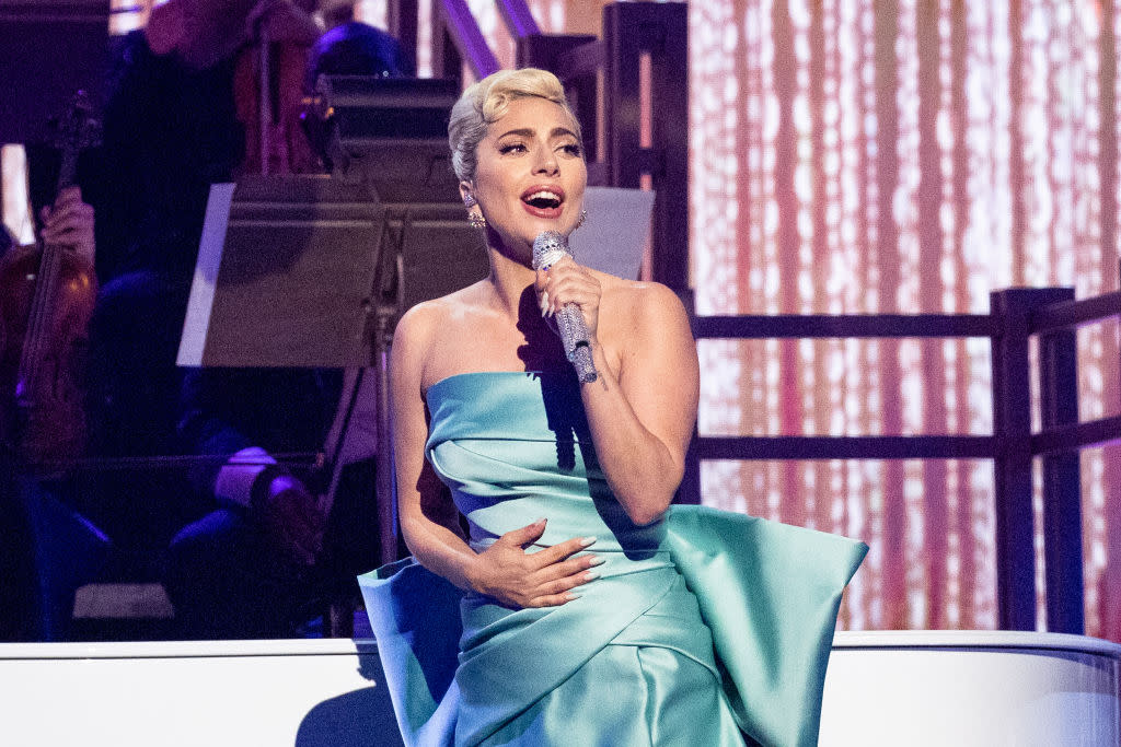 Lady Gaga performs at the Grammy Awards on April 3 in Las Vegas. (Photo: Emma McIntyre/Getty Images for The Recording Academy)
