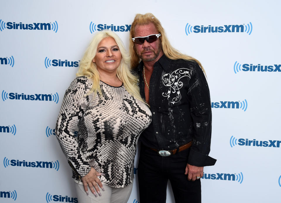 NEW YORK, NY - APRIL 24:  Beth Chapman and Dog the Bounty Hunter, Duane Chapman visits the SiriusXM Studios on April 24, 2015 in New York City.  (Photo by Ilya S. Savenok/Getty Images)