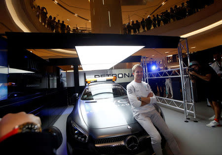 Mercedes' Nico Rosberg of Germany attends a publicity event ahead of the Singapore F1 Grand Prix Night Race in Singapore, September 15, 2016. REUTERS/Edgar Su