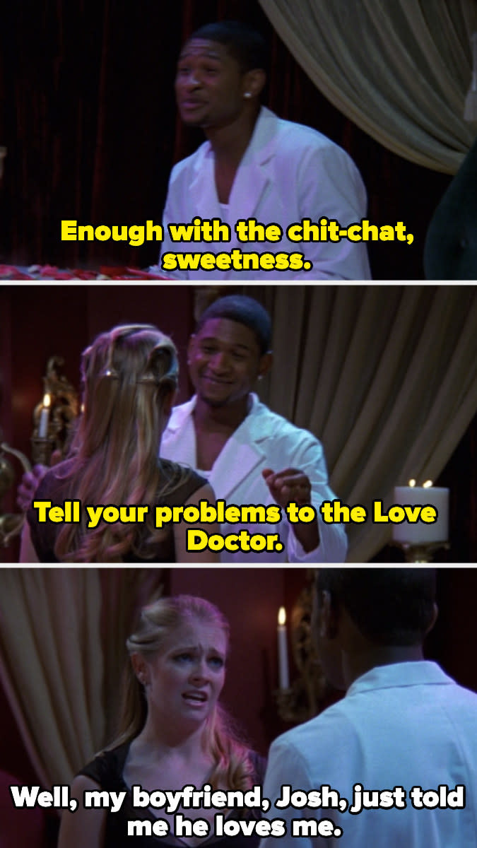 Usher telling Sabrina to tell her problems to the Love Doctor