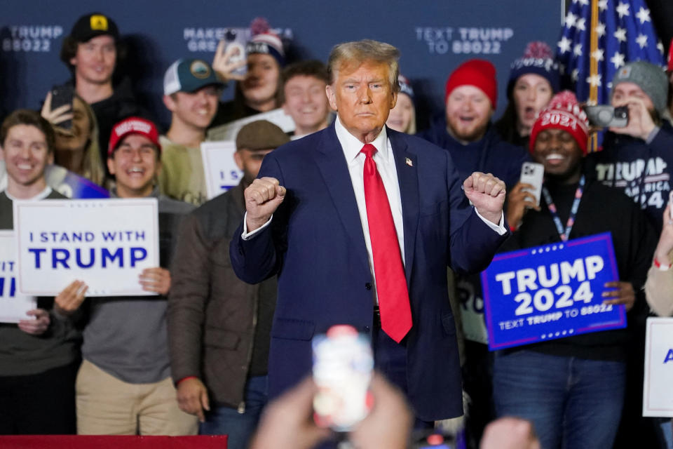 Republican presidential candidate and former U.S. President Donald Trump attends a rally ahead of the New Hampshire primary election in Manchester, New Hampshire, U.S. January 20, 2024. REUTERS/Kevin Lamarque