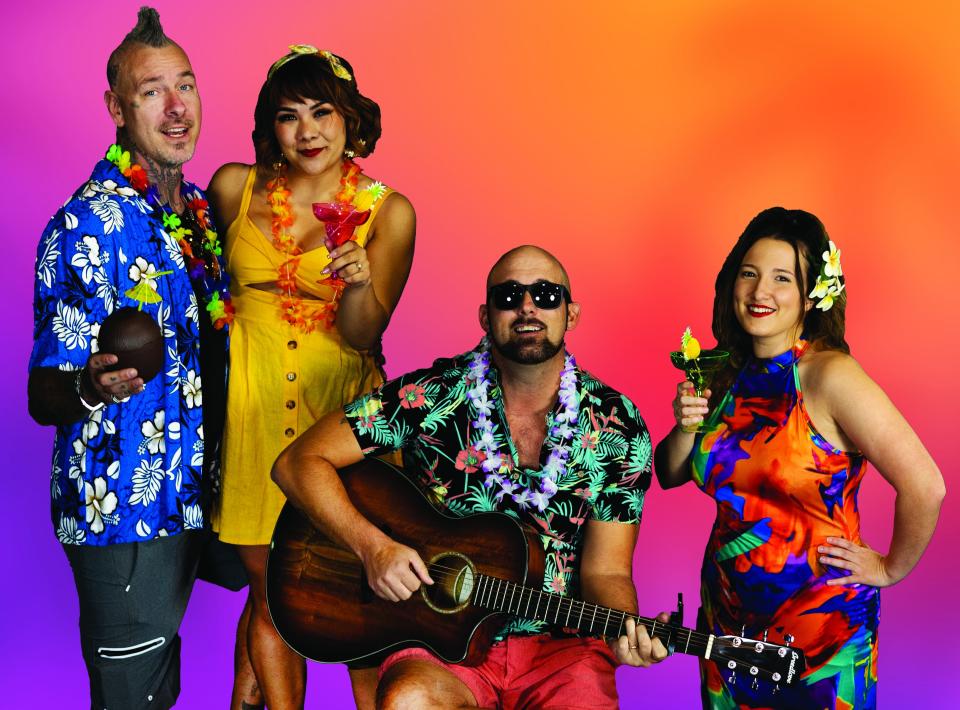 The cast of "Jimmy Buffett's Escape to Margaritaville," from left, Sonny Von Cleveland, Stephanie Jauregui, Steve Knill and Cydney Krone.