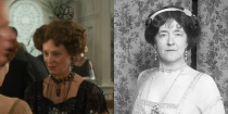 <p>Played by Rosalind Ayres (the real-life wife of Martin Jarvis), Lady Duff-Gordon was the wife of Cosmo-Duff Gordon, and as Rose mentions in <em>Titanic</em>, she was a fashion designer. She did not, however, only design lingerie, and she also wrote fashion columns for magazines like <em>Harper's Bazaar</em> and <em>Good Housekeeping</em>. </p>