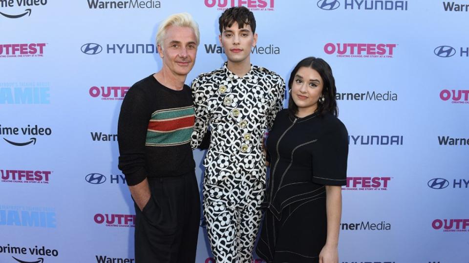 Jonathan Butterell, Max Harwood and Lauren Patel attend Outfest Los Angeles LGBTQ Film Festival. (Photo by Vivien Killilea/Getty Images)