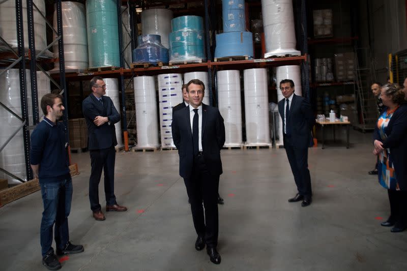 Macron visits masks factory in France
