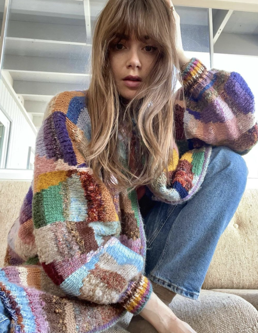 lily collins grandma sweater