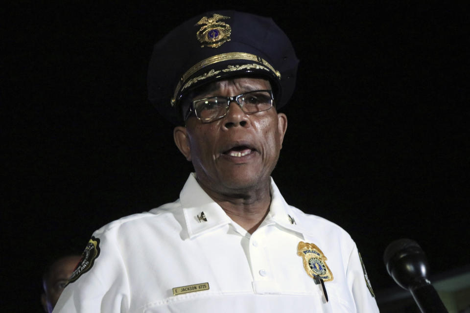 Annapolis Police Chief Ed Jackson speaks at a news conference about a shooting that left several dead and injured, late Sunday, June 11, 2023, in Annapolis, Md. (AP Photo/Brian Witte)