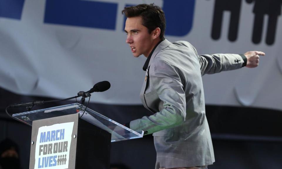 Douglas high school student David Hogg speaking during the March for Our Lives rally.