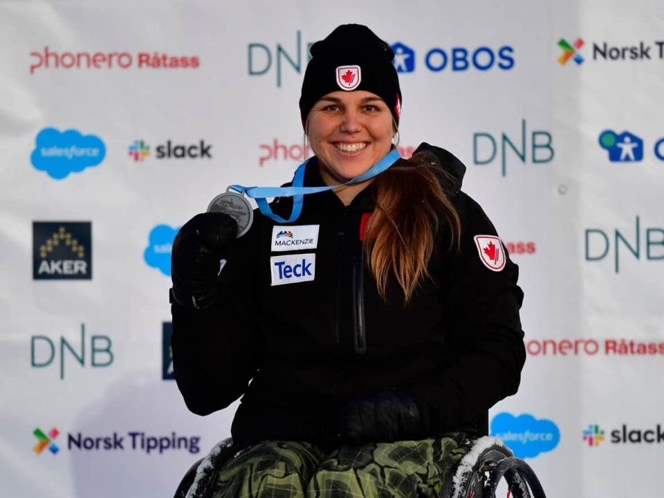 Katie Combaluzier, who turns 28 on Tuesday, has earned two medals at the World Para Snow Sports Championship in Lillehammer, Norway. (Twitter/@Alpine_Canada - image credit)