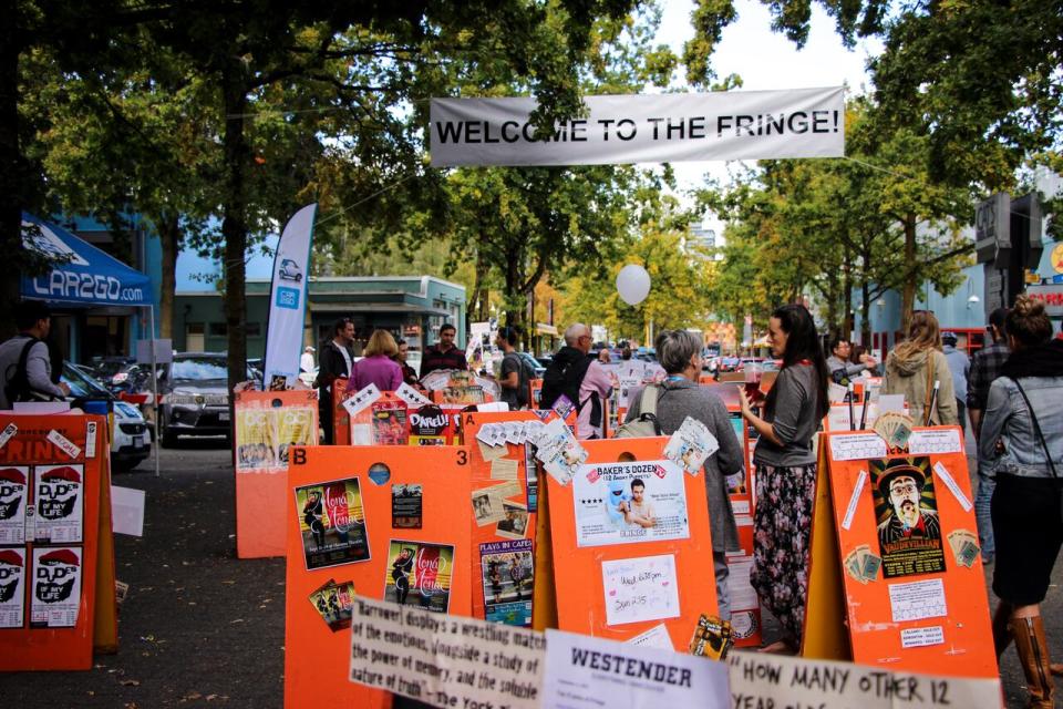 The Vancouver Fringe Festival, shown here in a 2016 photo, takes place across Vancouver, including many of the theatres on Granville Island.  (Clayton Wong - image credit)