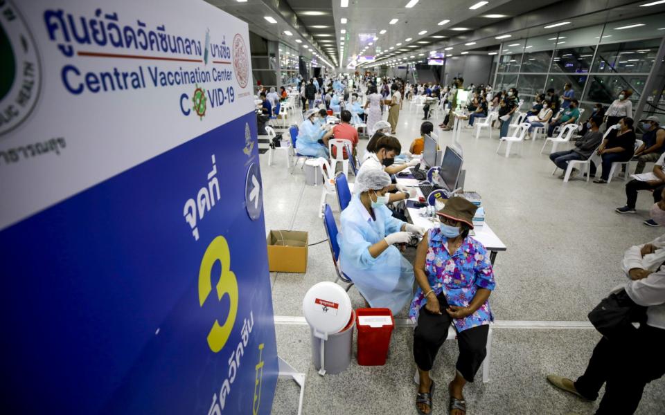 Vaccinations underway at Bang Sue Grand Station in Bangkok, Thailand - Diego Azubel/Shutterstock