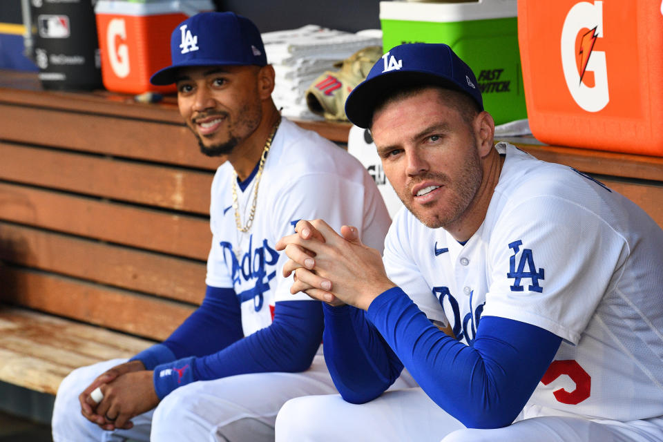 洛杉磯道奇另外兩位球星，Mookie Betts和Freddie Freeman。（Photo by Brian Rothmuller/Icon Sportswire via Getty Images）