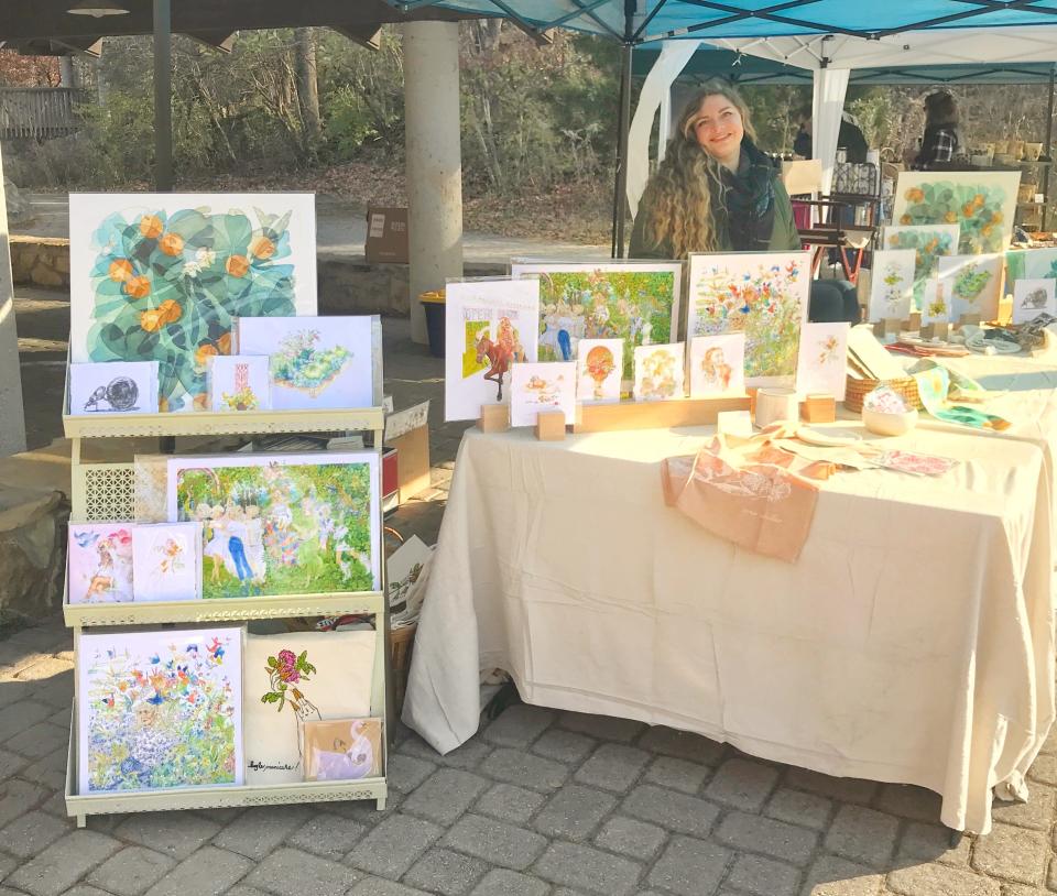 “I have a big love of art and art history, referencing art historical traditions,” said fine artist Annie Rochelle, seen here at the A.E. Rochelle vendor booth at Ijams Nature Center on Nov. 28, 2021.
