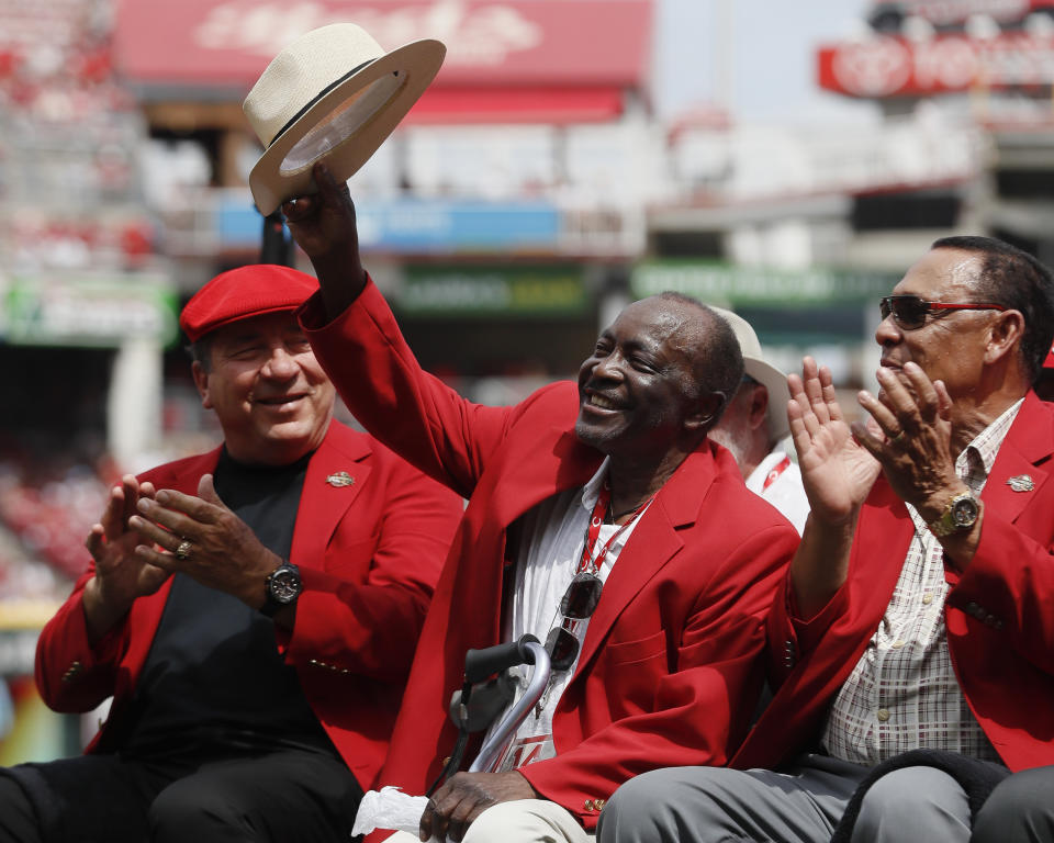 Joe Morgan, seen here waving his hat to the crowd at a Reds game in 2017, has very strong feelings about steroid users in the Hall of Fame. (AP Photo)