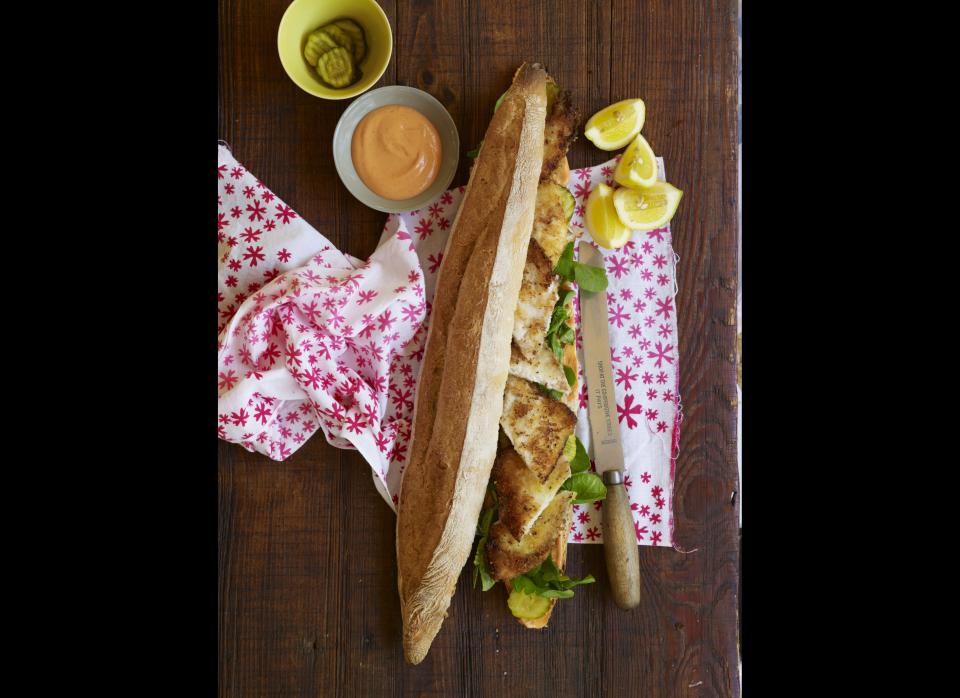 <strong>Get the <a href="http://www.huffingtonpost.com/2011/10/27/fried-sole-sandwiches-wit_n_1061263.html" target="_hplink">Fried Sole Sandwiches with Spicy Mayo and Pickles recipe</a></strong>