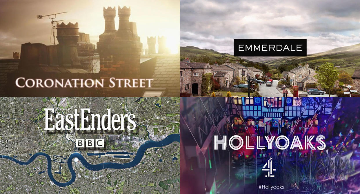 The big four UK soaps logos. (BBC/C4/ITV)